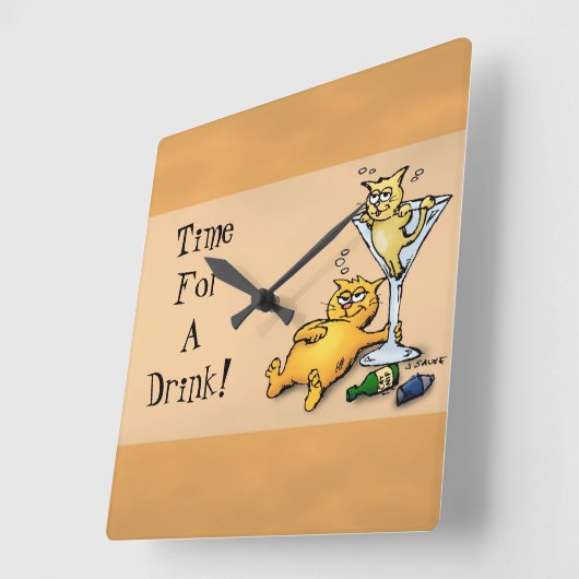 ドリンク用金ゴールド時計 スクエア壁時計 (傾斜)