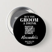 ドリンク買バチュラーパーティQRコードのグルーミング 缶バッジ (正面&裏面)