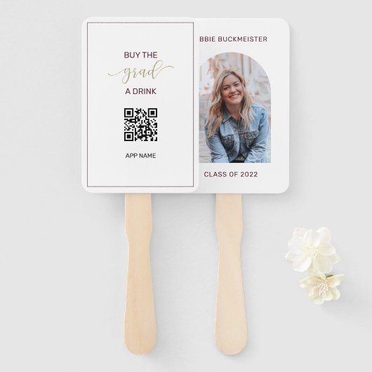 ドリンク買QRコードの卒業写真 ハンドファン (正面&裏面)