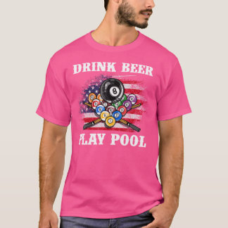 ドリンク遊ビールプールIプおもしろいールビリヤード選手 Tシャツ