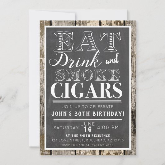 ドリンク食べとスモーク葉巻Anyイベント招待状 招待状 (正面)