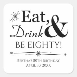 ドリンク食べとビー88レトロ80誕生日 スクエアシール