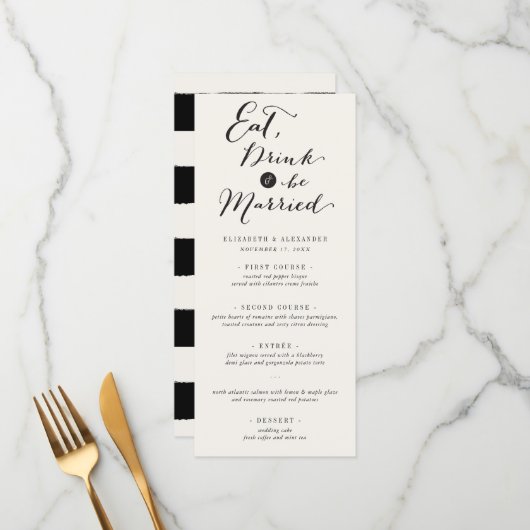 ドリンク食べとベトレンディー結婚したスクリプトシック結婚ズ メニュー (正面/裏面インサイチュ)