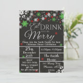 ドリンク食べとベメリーースノーフレークホリデークリスマス 招待状 (スタンド正面)