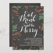 ドリンク食べとベメリーーホリーベリーホリデーパーティー 招待状 (正面/裏面)