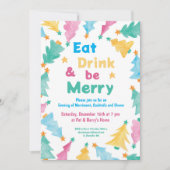 ドリンク食べとベーのパーティの招待状メリーテンプレート 招待状 (正面)