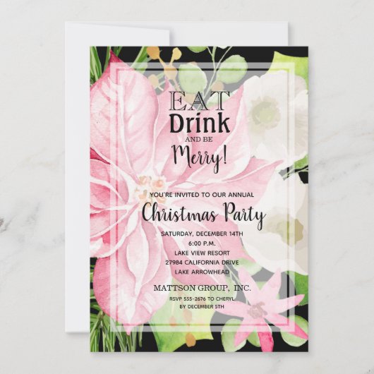 ドリンク食べとベーのフローラのメリークリスマスパーティー 招待状 (正面)
