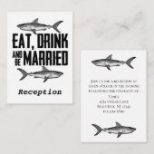 ドリンク食べとベーのヴィンテージ結婚したシャーク披露宴 エンクロージャーカード (正面/裏面)