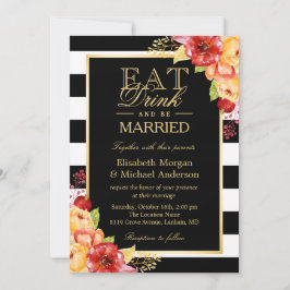 ドリンク食べとベーの金ゴールド結婚した秋の秋の結婚式 招待状