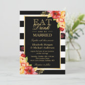 ドリンク食べとベーの金ゴールド結婚した秋の秋の結婚式 招待状 (スタンド正面)