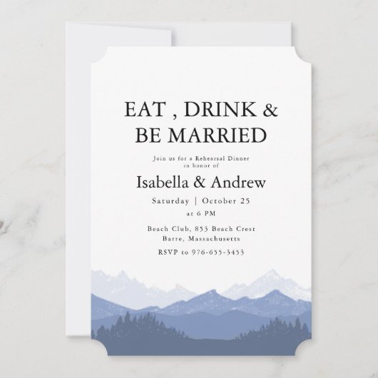 ドリンク食べとベー山のリハ結婚したーサルディナー 招待状 (正面)