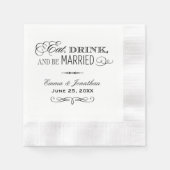 ドリンク食べとベ結婚したル黒ヴィンテージモノグラム 縁ありカクテルナプキン (正面)