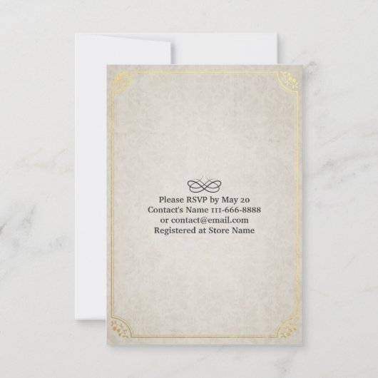 ドリンク食べとベ結婚したーの紙金ゴールド縁ど 招待状 (裏面)