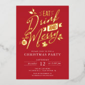 ドリンク食べとメリークリスマスのパーティー 箔シーズンカード (正面)