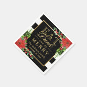 ドリンク食べとメリークリスマスの植物フローラ スタンダードカクテルナプキン (角)