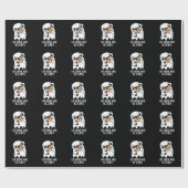 ドリンク食べと怖い幽霊プリンおもしろいドダークブルーグ ラッピングペーパー (フラット)