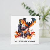 ドリンク食べと怖い秋ハロウィンこうもりとワイン 招待状 (スタンド正面)