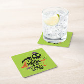 ドリンク食べと怖がるグリーンハローウィンパーティ スクエアペーパーコースター (インサイチュ)