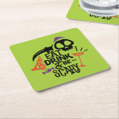 ドリンク食べと怖がるグリーンハローウィンパーティ スクエアペーパーコースター (アングル)