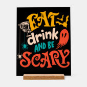 ドリンク食べと怖がるタイポグラフィハロウィン アクリルサイン (正面)