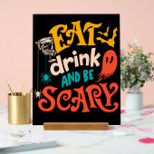 ドリンク食べと怖がるタイポグラフィハロウィン アクリルサイン (ウェディング)