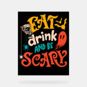 ドリンク食べと怖がるタイポグラフィハロウィン アクリルサイン (正面)