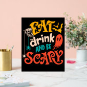 ドリンク食べと怖がるタイポグラフィハロウィン アクリルサイン (ウェディング)