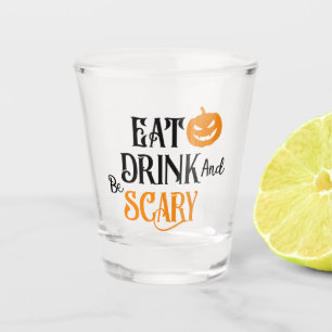 ドリンク食べと怖がるタイポグラフィハロウィン ショットグラス
