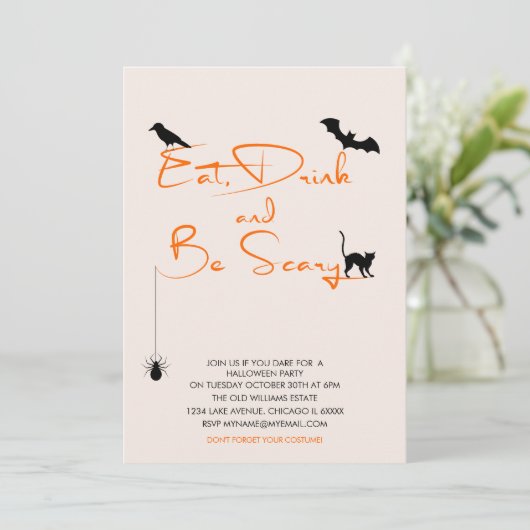 ドリンク食べと怖がるハローウィンパーティカード 招待状 (スタンド正面)