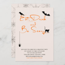 ドリンク食べと怖がるハローウィンパーティカード