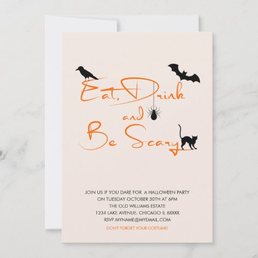 ドリンク食べと怖がるハローウィンパーティカード 招待状 (正面)