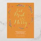 ドリンク食べと楽しいクリスマスのパーティの招待状 箔シーズンポストカード (正面)