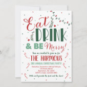 ドリンク食べと楽しいクリスマスのパーティー 招待状 (正面)