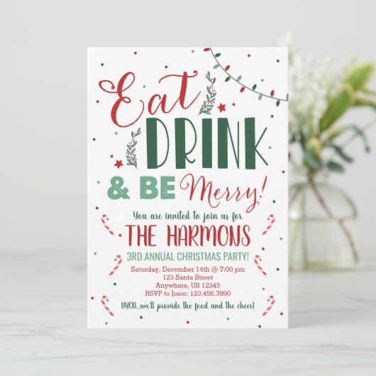 ドリンク食べと楽しいクリスマスのパーティー 招待状 (スタンド正面)