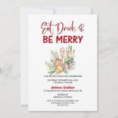 ドリンク食べと楽しいクリスマスのパーティー 招待状 (正面)