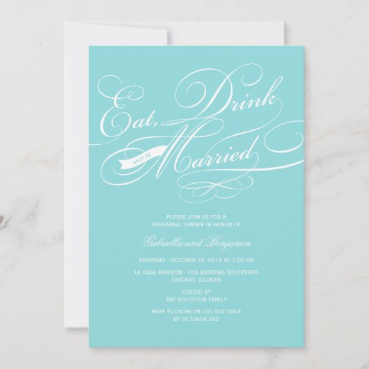 ドリンク食べとBeリハ結婚したーサルディナー招待状 招待状 (正面)