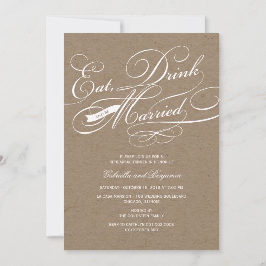 ドリンク食べとBeリハ結婚したーサルディナー招待状 招待状 (正面)