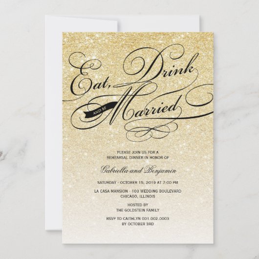 ドリンク食べとBeリハ結婚したーサルディナー招待状 招待状 (正面)