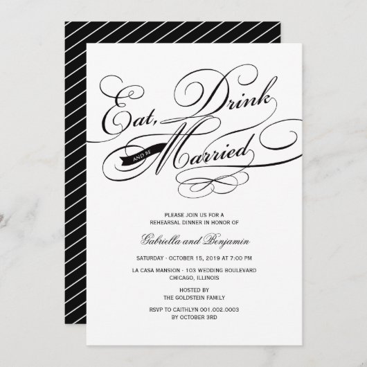 ドリンク食べとBeリハ結婚したーサルディナー招待状 招待状 (正面/裏面)
