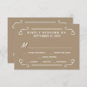 ドリンク食べとRSVPサンダルウッドタン結婚さんの返信 出欠カード (正面/裏面)