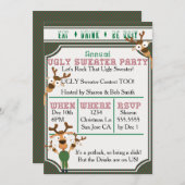 ドリンク食べの醜い私たちの醜いセーターのクリスマスパーティー 招待状 (正面/裏面)