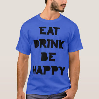 ドリンク食べは幸せな感謝祭とクリスマス文字 Tシャツ