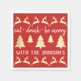 ドリンク食べは白の金ゴールドメリートナカイ赤白 スタンダードカクテルナプキン