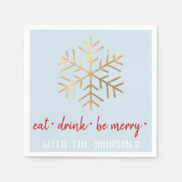ドリンク食べは赤金ゴールド白メリーブルースノーフレーク スタンダードカクテルナプキン