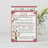 ドリンク食べは醜い赤い醜いセーターのクリスマスパーティー 招待状 (スタンド正面)