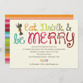 ドリンク食べアンドビーメリーホリディパーティー招待状 招待状 (正面/裏面)