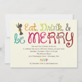 ドリンク食べアンドビーメリーホリディパーティー招待状 招待状 (正面)