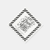 ドリンク食べアンドベメリーブ黒ストライプホリデーパーティー スタンダードカクテルナプキン (角)