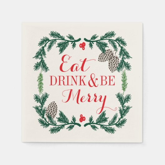 ドリンク食べアンドベメリーホリデー紙ナプキンス スタンダードカクテルナプキン (正面)