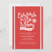 ドリンク食べアンドベメリーレッドホリデーパーティー 招待状 (正面)